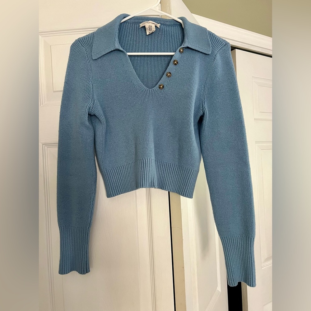Happily Grey Polo V-Neck Sweater